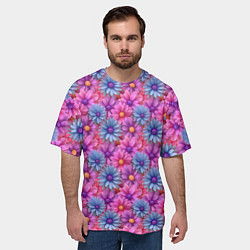Футболка оверсайз мужская Цветочный паттерн из гербер, цвет: 3D-принт — фото 2