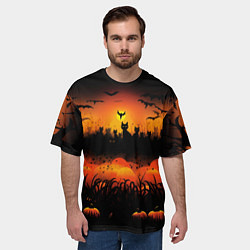 Футболка оверсайз мужская Кошки хэллоуина, цвет: 3D-принт — фото 2