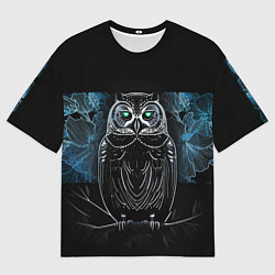 Футболка оверсайз мужская Сова с красивыми узорами в виде цветов, цвет: 3D-принт