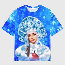 Футболка оверсайз мужская Красивая русская снегурочка, цвет: 3D-принт