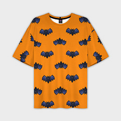 Мужская футболка оверсайз Летучие мыши - паттерн оранжевый