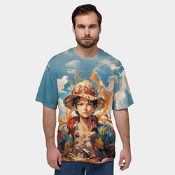 Футболка оверсайз мужская Луффи в соломенной шляпе, цвет: 3D-принт — фото 2