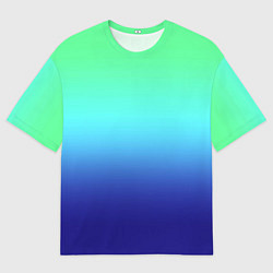 Мужская футболка оверсайз Градиент зелёно-синий