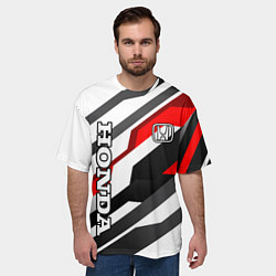 Футболка оверсайз мужская Honda - red and white, цвет: 3D-принт — фото 2