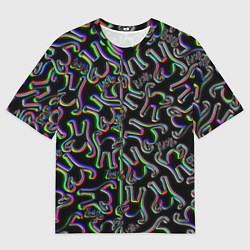 Футболка оверсайз мужская Ъуъ съука глитч паттерн, цвет: 3D-принт