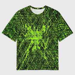 Мужская футболка оверсайз Зелёная глитч инфекция
