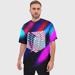 Футболка оверсайз мужская Attack on Titan stripes neon, цвет: 3D-принт — фото 2