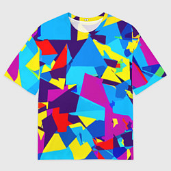 Футболка оверсайз мужская Полигональная композиция - поп-арт - нейросеть, цвет: 3D-принт