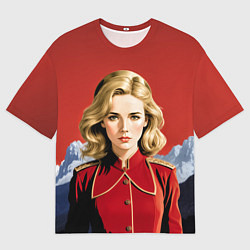 Футболка оверсайз мужская Девушка в красной униформе, цвет: 3D-принт