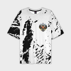 Мужская футболка оверсайз Россия спорт краски герб
