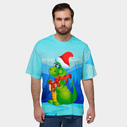 Футболка оверсайз мужская Дракон с подарком новый год, цвет: 3D-принт — фото 2
