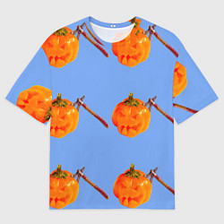 Мужская футболка оверсайз Тыква с топором-Хэллоуин