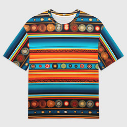 Футболка оверсайз мужская Этнический узор в горизонтальную полоску, цвет: 3D-принт