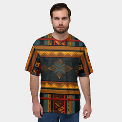 Футболка оверсайз мужская Этнический рисунок в полоску, цвет: 3D-принт — фото 2