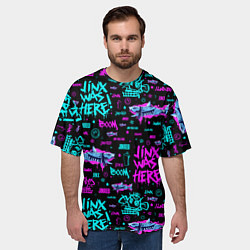 Футболка оверсайз мужская Jinx Arcane pattern neon, цвет: 3D-принт — фото 2