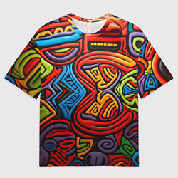 Футболка оверсайз мужская Разноцветный узор в стиле абстракционизм, цвет: 3D-принт