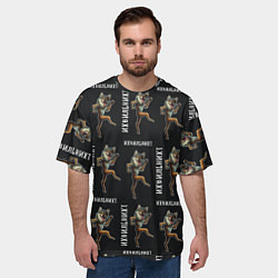 Футболка оверсайз мужская Их виль нихт танцующий волк ауф, цвет: 3D-принт — фото 2