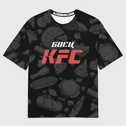 Футболка оверсайз мужская Боец KFC на фоне бургеров, цвет: 3D-принт