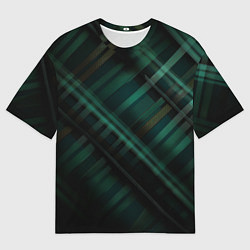 Футболка оверсайз мужская Тёмно-зелёная шотландская клетка, цвет: 3D-принт