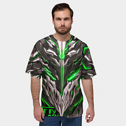 Футболка оверсайз мужская Зелёный неоновый кибер демон, цвет: 3D-принт — фото 2