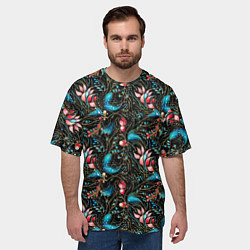 Футболка оверсайз мужская Узор из страз на темном фоне, цвет: 3D-принт — фото 2