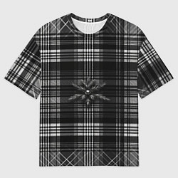 Футболка оверсайз мужская Черно-белая шотландская клетка, цвет: 3D-принт