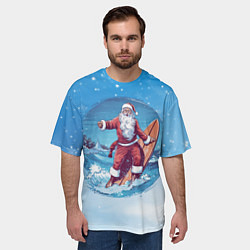 Футболка оверсайз мужская Санта на серфинге, цвет: 3D-принт — фото 2