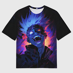 Футболка оверсайз мужская Сатору Годжо в безумии - Магическая битва, цвет: 3D-принт