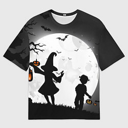 Футболка оверсайз мужская Дети на ночной прогулке, цвет: 3D-принт