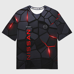 Футболка оверсайз мужская Nissan - плиты с эффектом свечения, цвет: 3D-принт