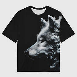 Мужская футболка оверсайз Дымный волк