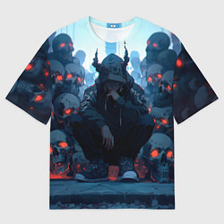 Футболка оверсайз мужская Демон и черепа, цвет: 3D-принт