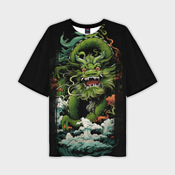Мужская футболка оверсайз Зеленый дракон символ года