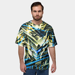 Футболка оверсайз мужская Киберпанк адский скелет синий, цвет: 3D-принт — фото 2