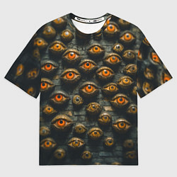 Мужская футболка оверсайз Глаза на стене