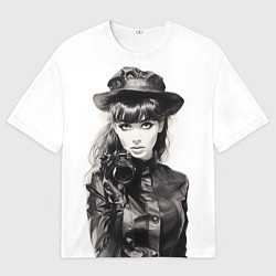 Футболка оверсайз мужская Ретро брюнетка с камерой, цвет: 3D-принт