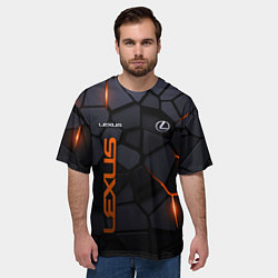 Футболка оверсайз мужская Lexus - плиты с эффектом свечения, цвет: 3D-принт — фото 2