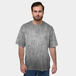 Футболка оверсайз мужская Узоры цветов на стали вытравлены, цвет: 3D-принт — фото 2