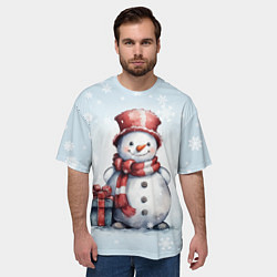 Футболка оверсайз мужская New Years cute snowman, цвет: 3D-принт — фото 2