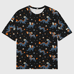 Мужская футболка оверсайз Коллаж драконов