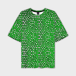 Футболка оверсайз мужская Белые пузырьки на зелёном фоне, цвет: 3D-принт