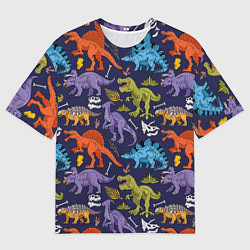 Футболка оверсайз мужская Мультяшные динозавры, цвет: 3D-принт