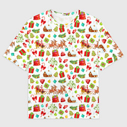 Мужская футболка оверсайз Новогодний патерн