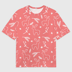 Мужская футболка оверсайз Рождественский принт с оленями