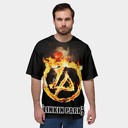 Футболка оверсайз мужская Linkin Park - fire logo, цвет: 3D-принт — фото 2