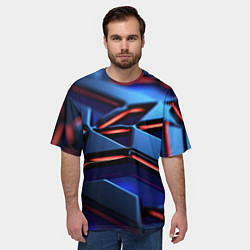 Футболка оверсайз мужская Плиты синего оттенка, цвет: 3D-принт — фото 2