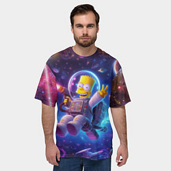 Футболка оверсайз мужская Барт Симпсон с лазерным пистолетом в космосе, цвет: 3D-принт — фото 2