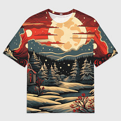 Мужская футболка оверсайз Зимнее настроение новогодний рисунок