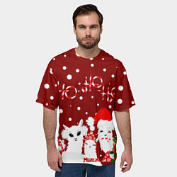 Футболка оверсайз мужская Семья ламы хо-хо-хо, цвет: 3D-принт — фото 2