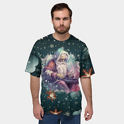 Футболка оверсайз мужская Santa DJ, цвет: 3D-принт — фото 2